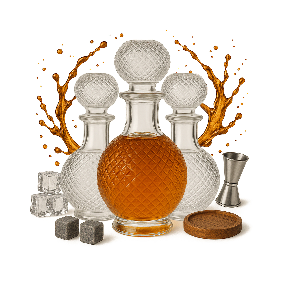 5x Luna Glaskaraffe 500 Ml Für Liköre, Alkohol, Geschenkglasbehälter