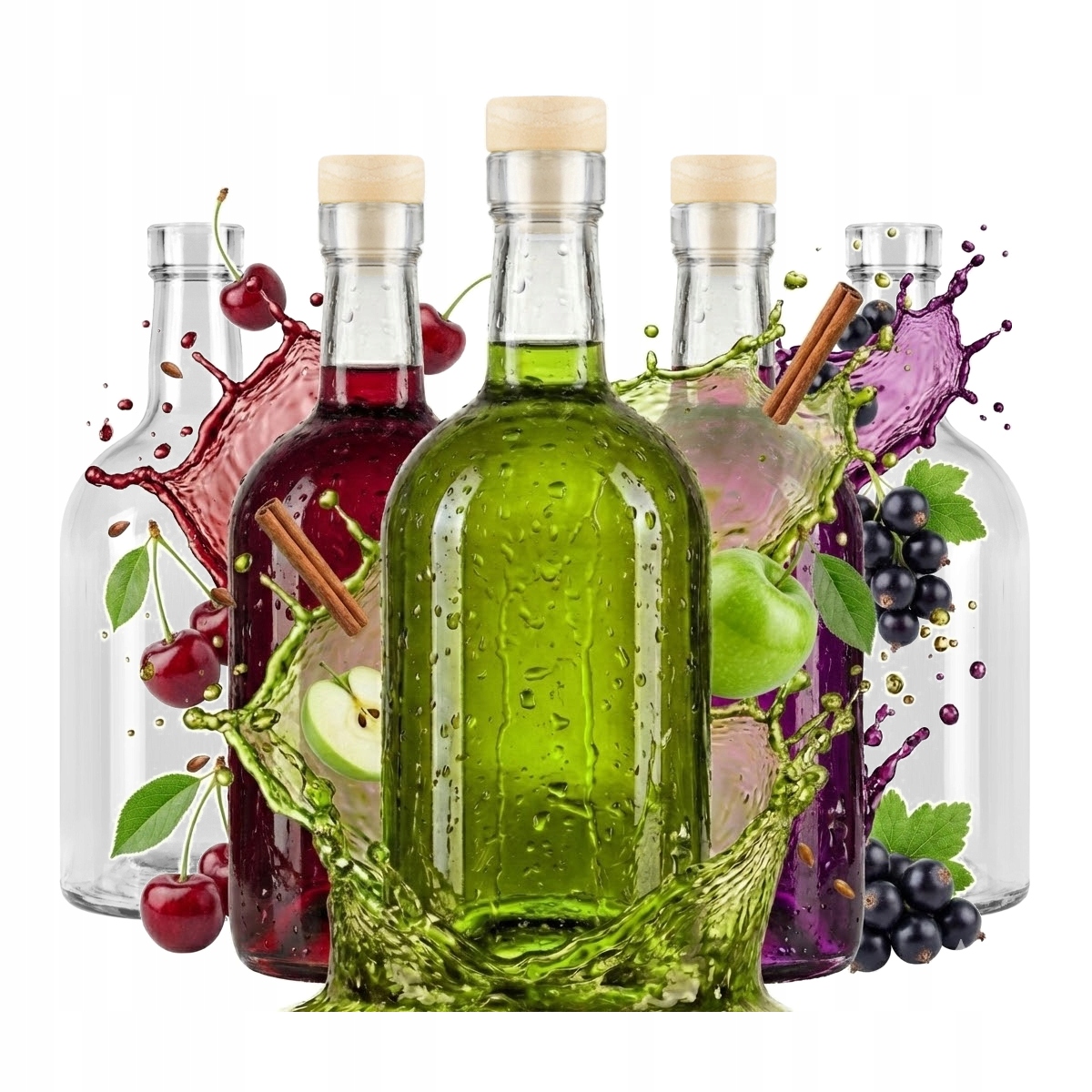 5 Wunderschöne Blanka Glasflaschen 500ml Mit Korken – Für Liköre, Säfte Und Wein