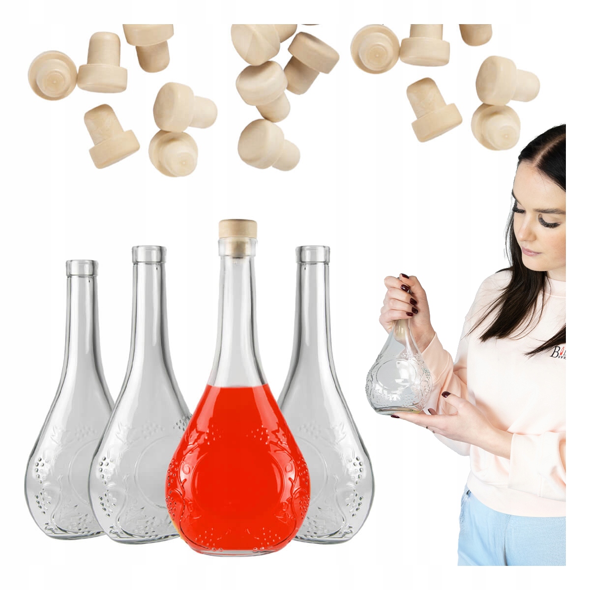 5 Flaschen Traubengeschmack, 500 Ml Glasflaschen Für Liköre, Säfte, Wein, Schnaps (0,5 L)