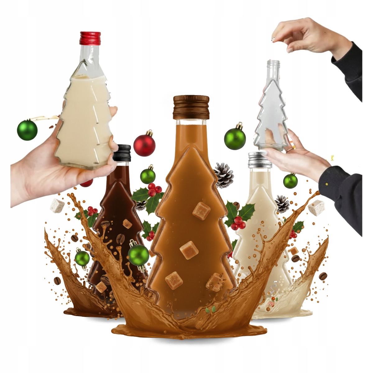 5 Flaschen Weihnachtsbaum 250ml Glasflaschen Für Likör Tinktur Geschenk 250 Ml