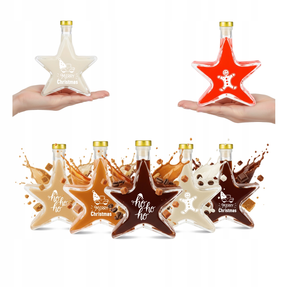 5x Weihnachtsstern 200 Ml Flasche Mit Aufdruck Für Weihnachtsliköre
