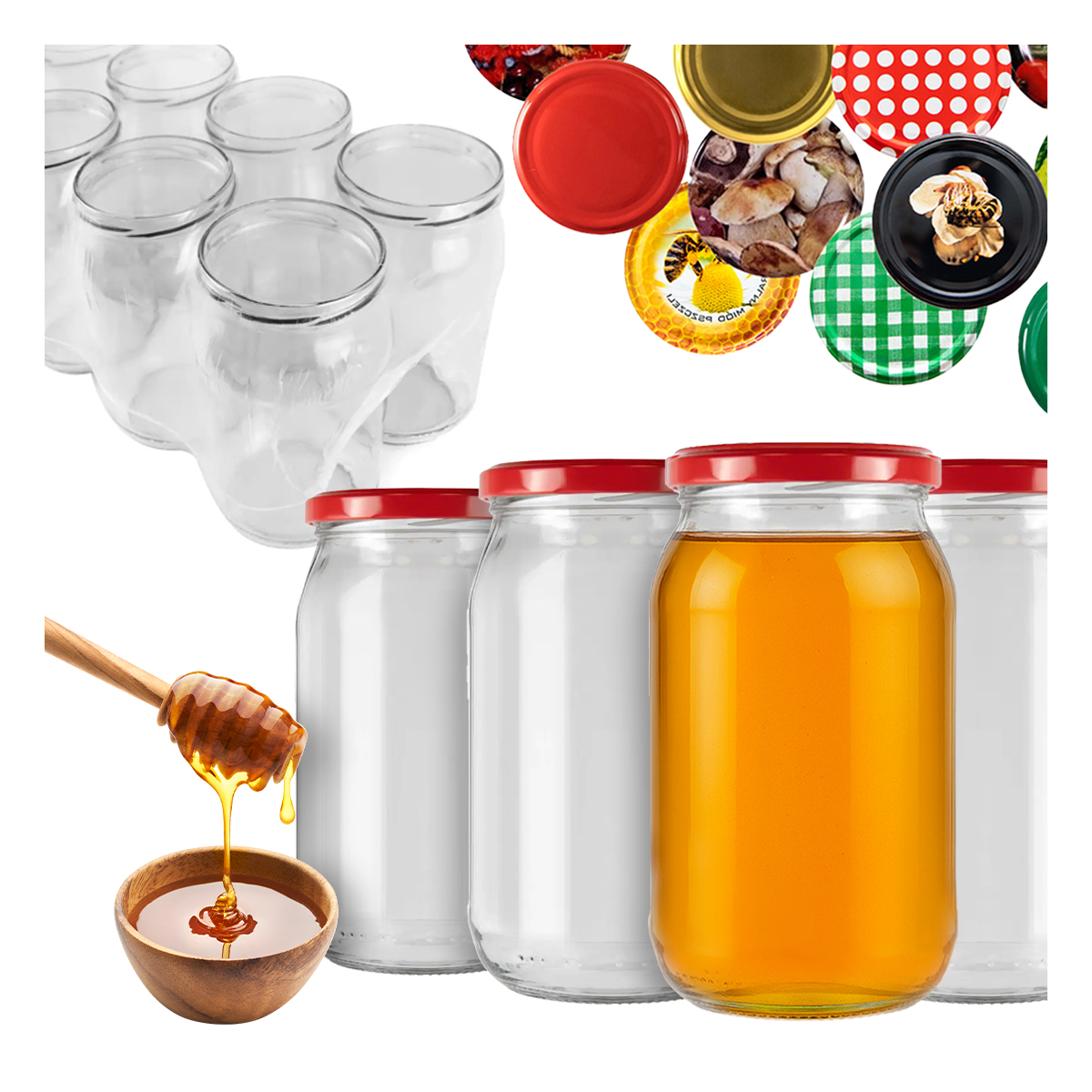 64 Gläser À 815 Ml Für Honig, Marmelade, Hausgemachte Konfitüren, Gläser + Deckel, Durchmesser 82