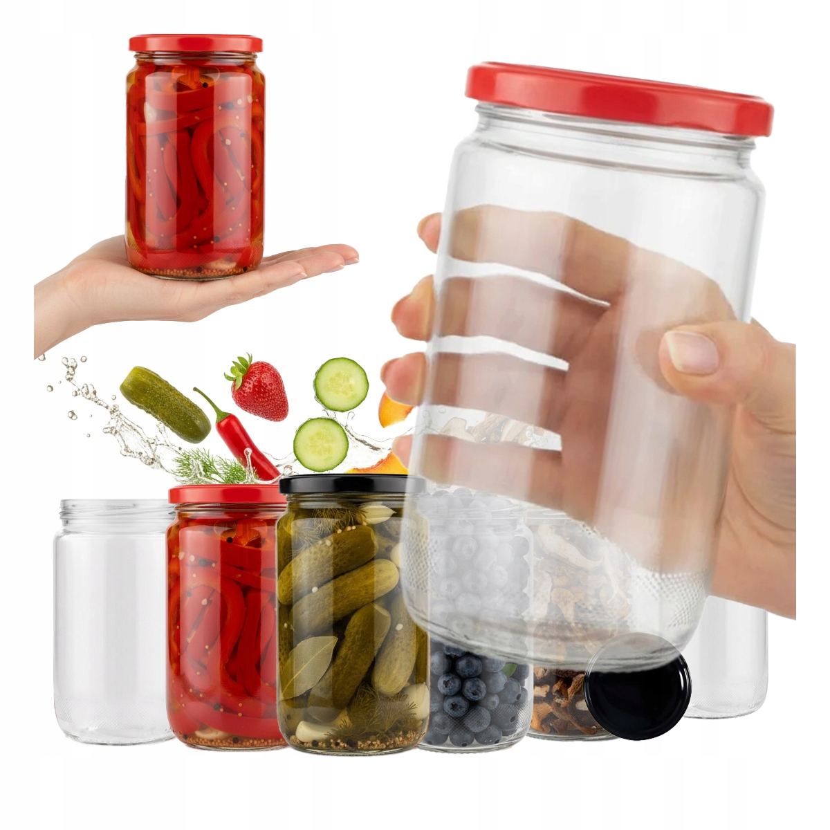 8x Glas Franko 720ml Marmelade, Konfitüre, Pasteten, Gurkenmarmelade + Deckel 82