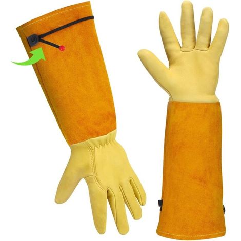 Lange Gartenhandschuhe Aus Leder – Dornenfest – Weiches Ziegenleder – Armschutz – Für Rosen Und Kakteen