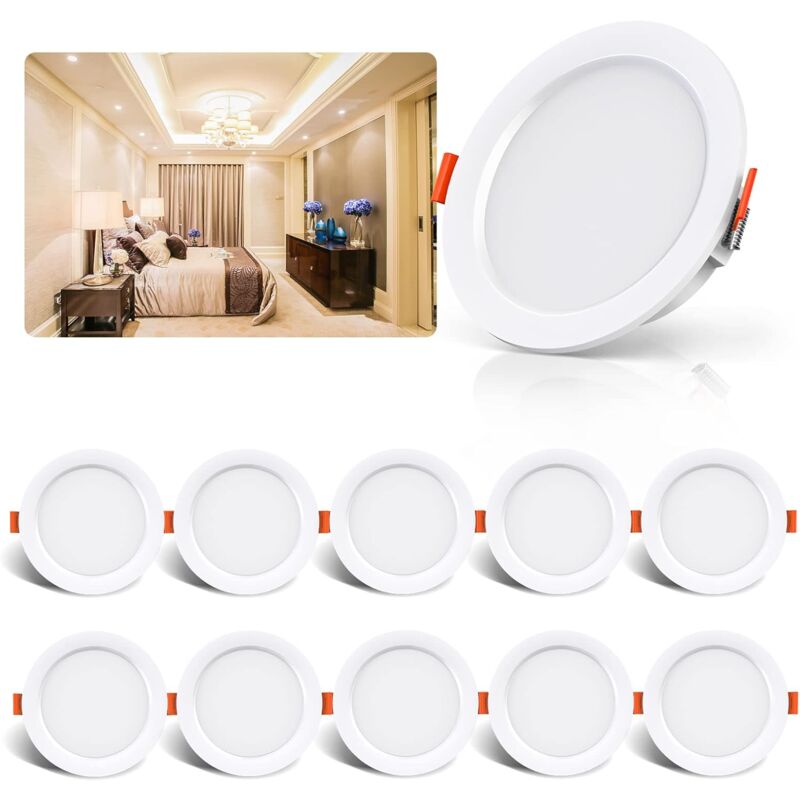 10er-pack Led-einbaustrahler, 5 W, 500 Lumen, 4000 K Weiß – Ultradünn, Schutzart Ip44 Für Bad Und Küche – Werkzeuglose Montage – 500 Lumen