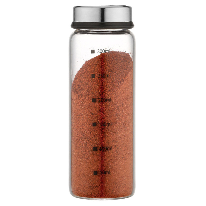 300 Ml Gewürzglas Aus Glas Mit Skala Und 4 Fächern, Ideal Zum Bestreuen Mit Chilipulver Oder Zum Grillen.