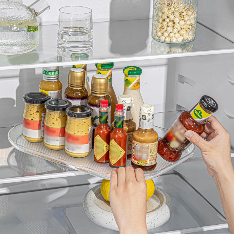 Drehbarer Lazy Susan-kühlschranktablett, Transparentes Rechteckiges Drehtablett Für Schrank, Tisch, Speisekammer, Küche