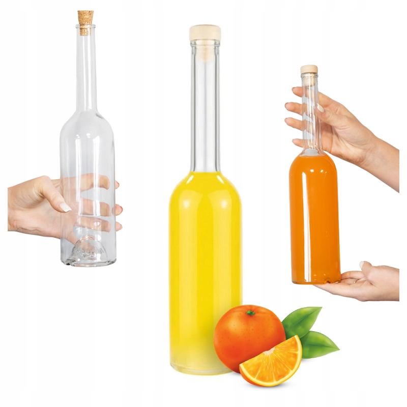 Fenice Glasflasche 500ml Mit Korken Für Tinkturen, Wein, Saft, Schnaps, Geschenk
