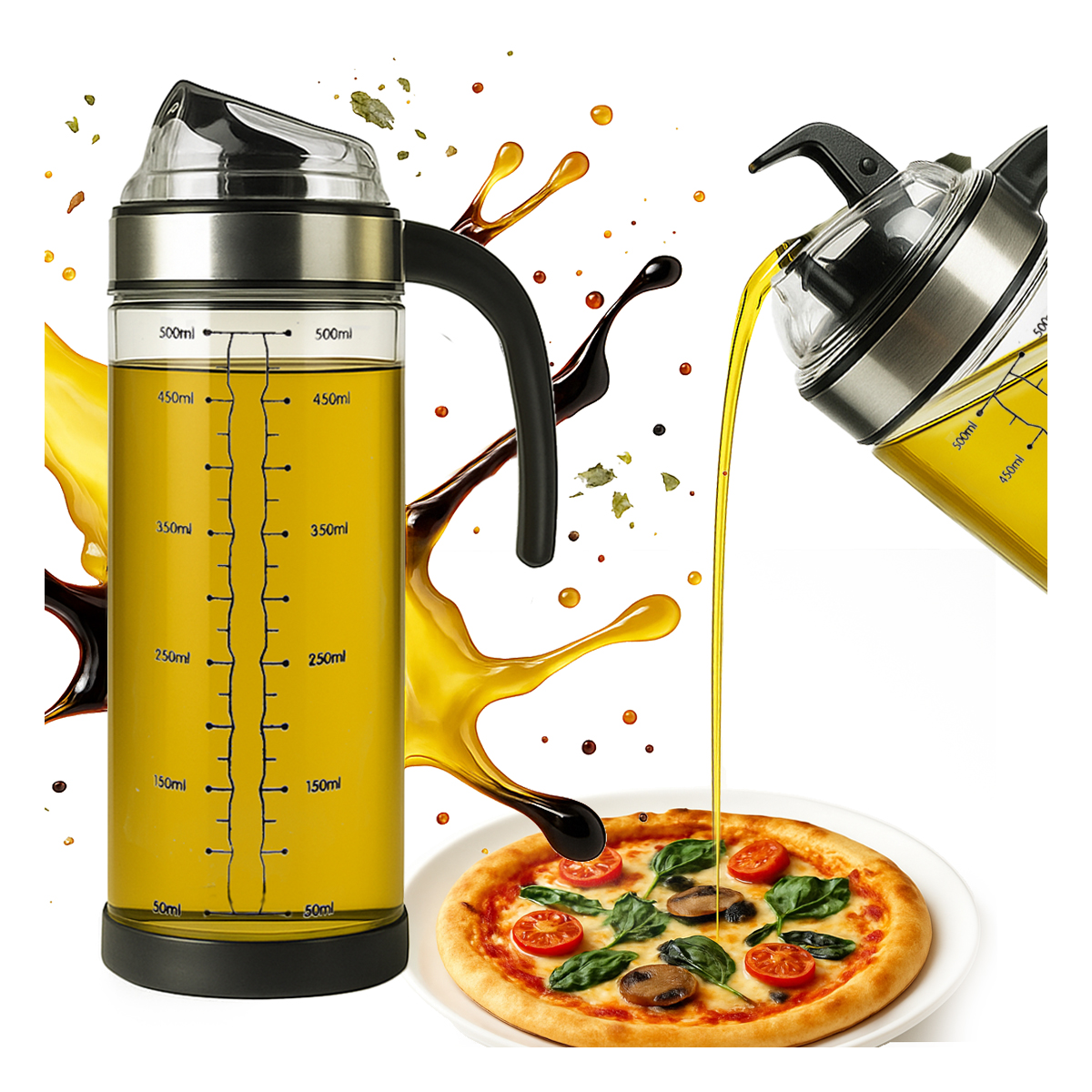 Glasbehälter Mit Griff, 500 Ml, Für Soßen, Olivenöl, Essig, Säfte, Tee