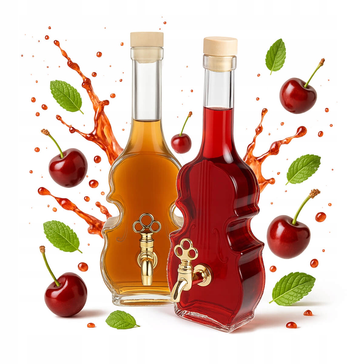 Glasflasche, Violinkaraffe Mit Zapfhahn, 500 Ml, Für Liköre, Alkohol, Wein