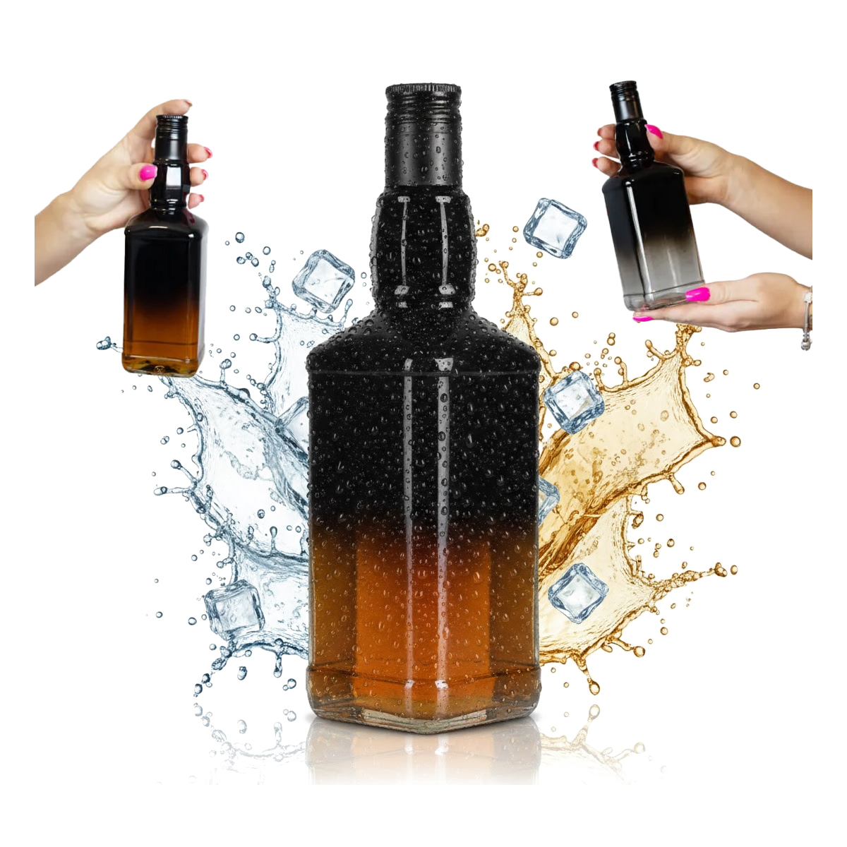 Daniel Ombre Glasflasche, 500 Ml, Schwarz Und Transparent, Für Whisky Und Wodka