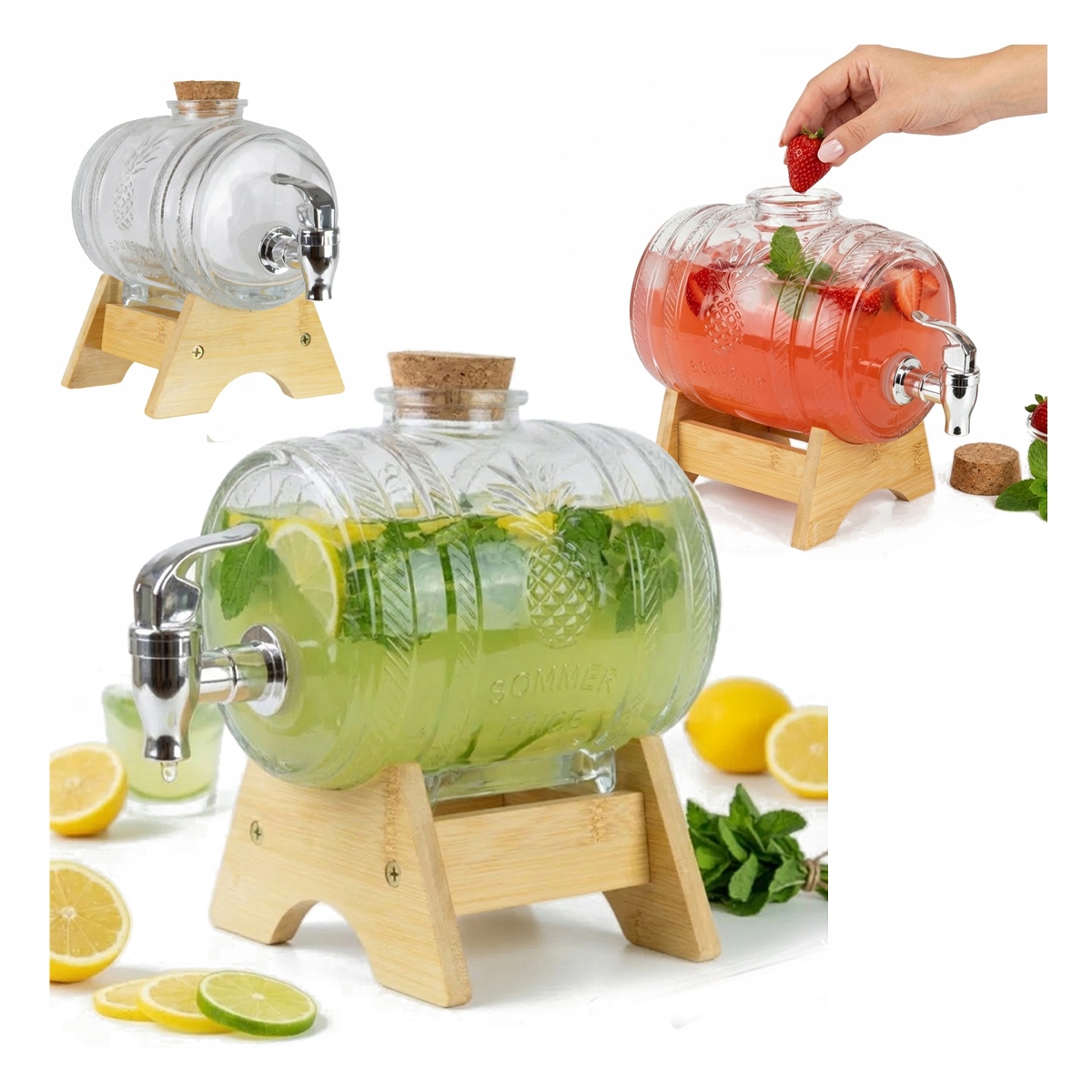 Glasfass Mit Zapfhahn (1 L) Für Whisky-liköre, Holzständer, Keg