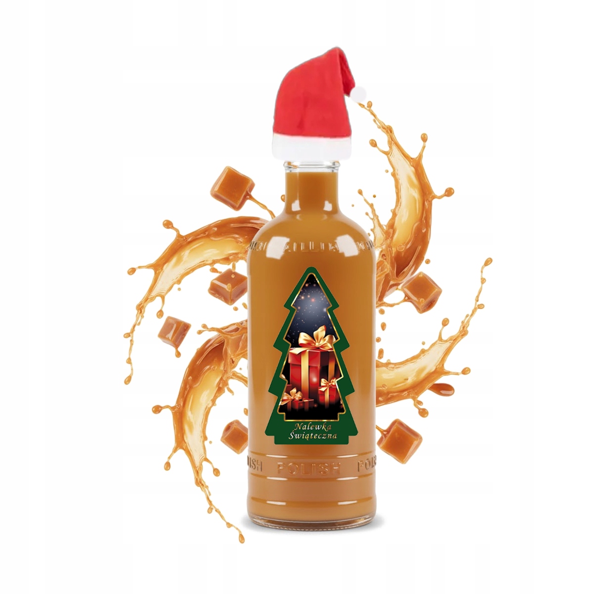Flasche Für Weintinkturen, Luxus, 500 Ml, Etikett: Weihnachtsbaum, Weihnachtsmannmütze
