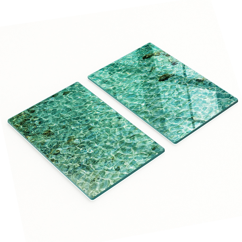 Robuste Und Stilvolle Glasplatten Mit Transparentem Wassermuster, 2 X 40 X 52 Cm