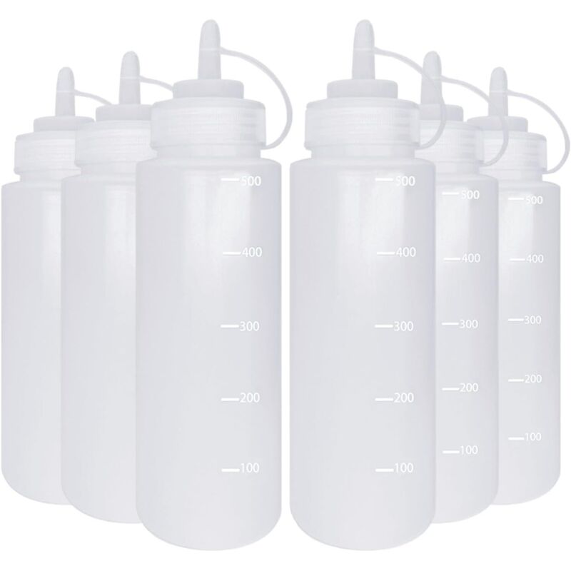 500-ml-flaschen Für Saucen Und Würzmittel – 6er-pack Aus Praktischem, Flexiblem Kunststoff Für Salatdressing, Ketchup, Senf, Mayonnaise – Ulisem