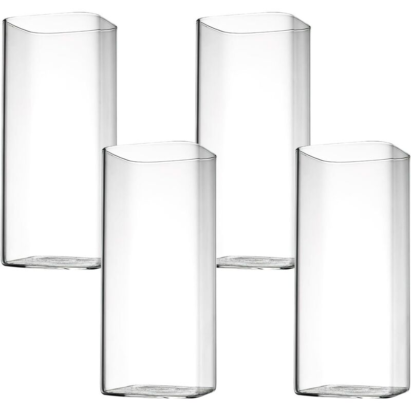 Quadratische Wassergläser 400 Ml – 4er-set Elegante Gläser Aus Gehärtetem Glas, Ideal Für Cocktails, Mojitos, Bier Und Säfte – Ulisem