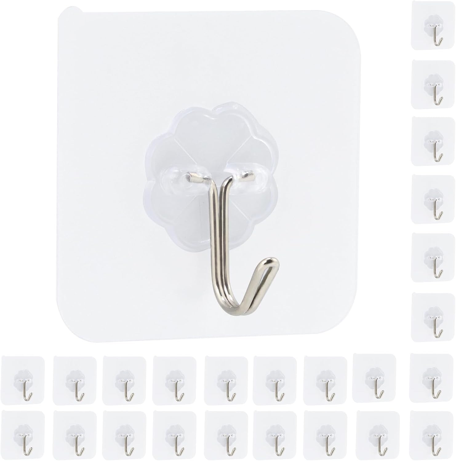 24 Transparente, Rückstandsfrei Haftende Wandhaken Für Handtuchhalter, Pinnwände, Decken Und Küchen – Tragkraft Bis Zu 10 Kg