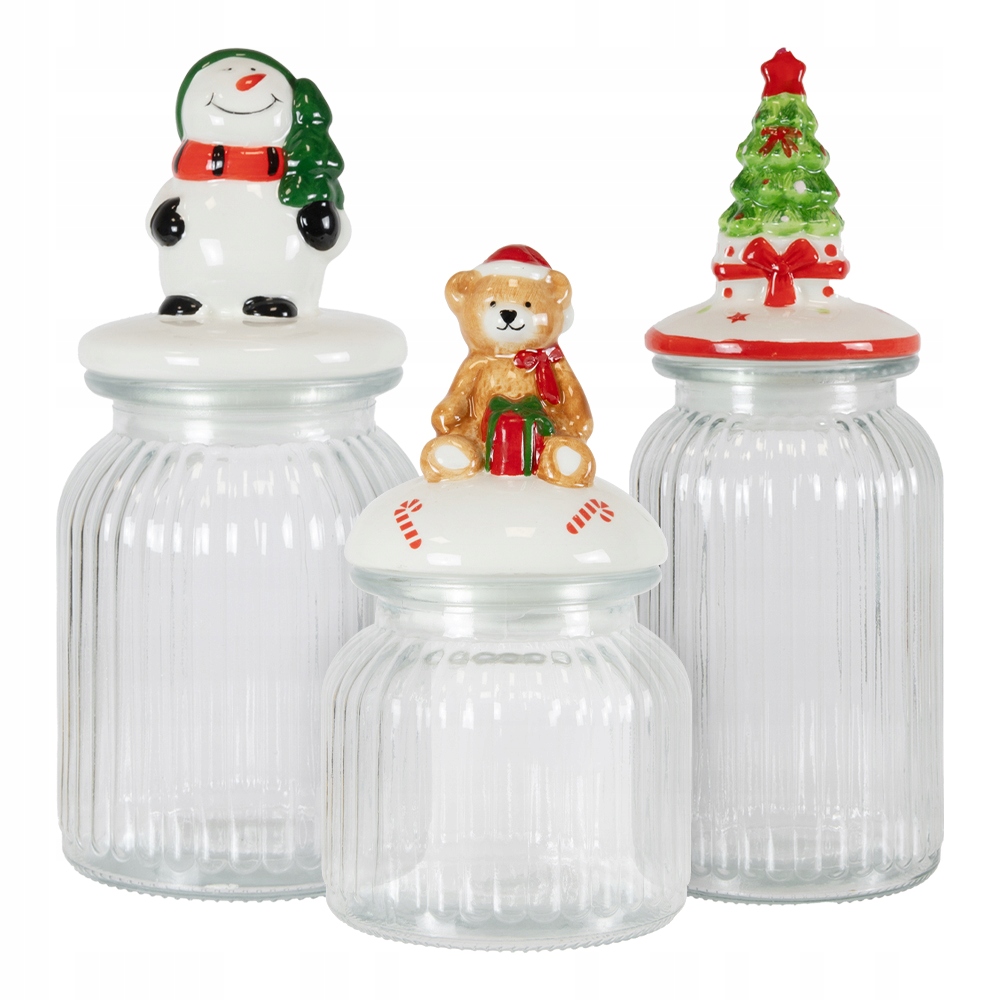 3er-set Weihnachtliche Glasbehälter Für Lebkuchen Und Süßigkeiten