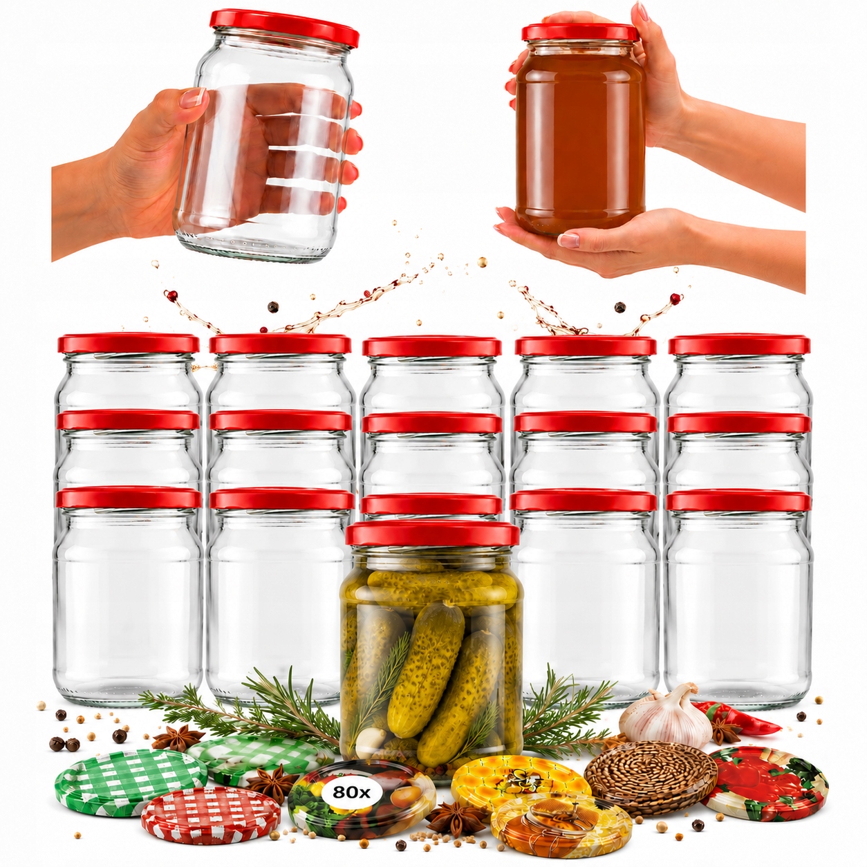 Set Mit 60 Gläsern À 520 Ml Für Marmelade, Honig Und Konfitüre (60 Stück)