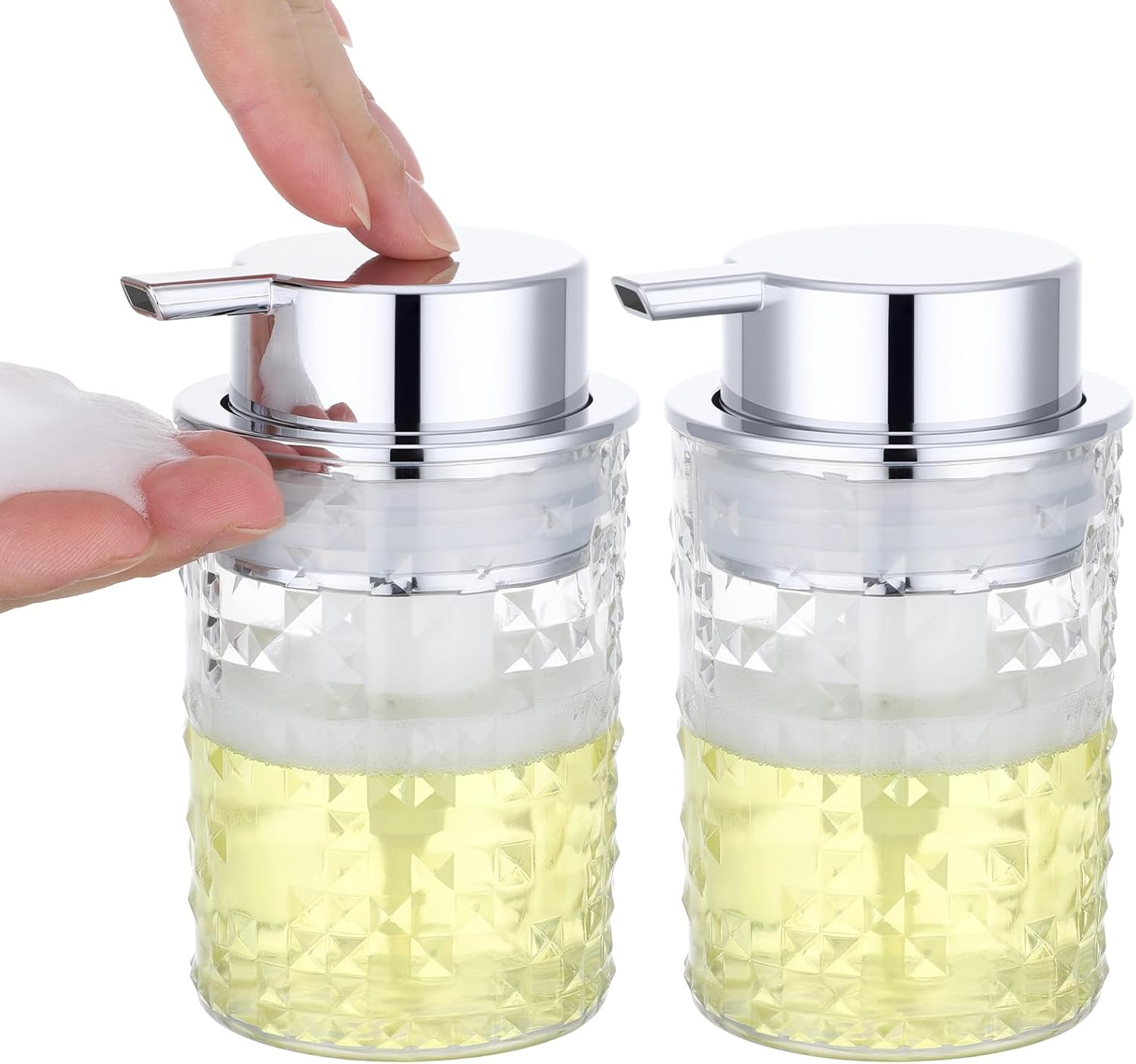 Schaumseifenspender, 2 Stück 300ml Leere Pumpflaschen, Duschgelspender Aus Kunststoff, Shampooflasche Mit Schaumpumpkopf (transparent)