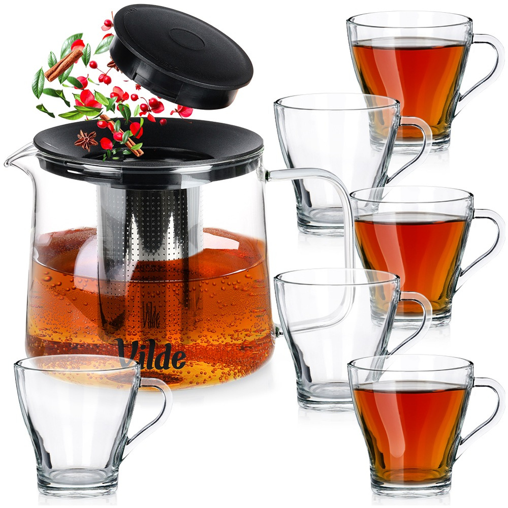 Kaffee- Und Teegläser Mit Kanne Und Teesieb 250 Ml / 1,5 L, 7 Stück.