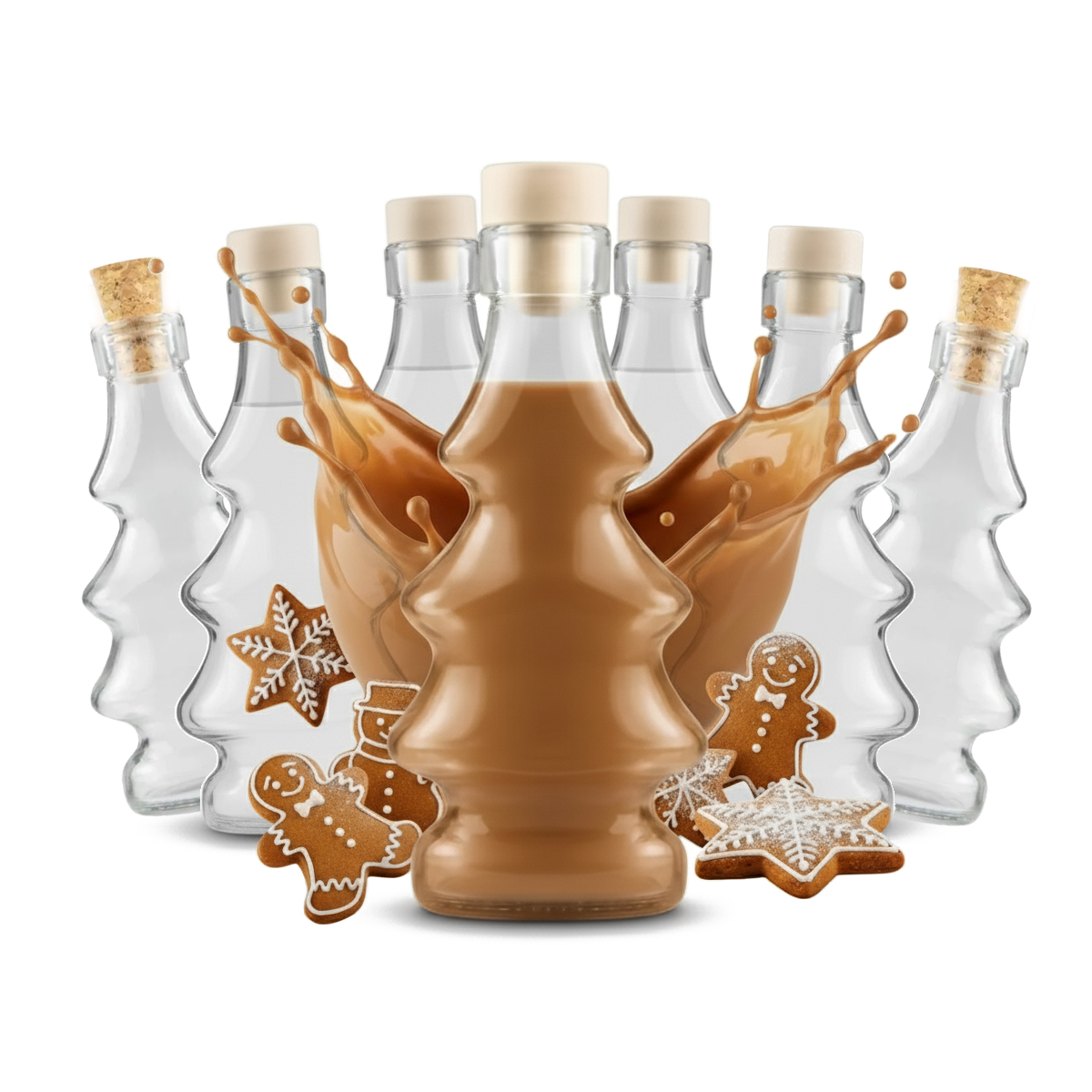 20 Glasflaschen Mit 3d-weihnachtsbaummotiv, 100 Ml, Für Sirup, Likör, Saft – Weihnachten