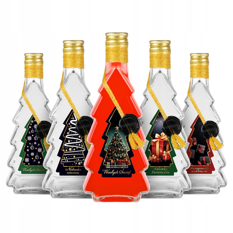 5 Flaschen Mit Weihnachtsbaum-motiv, 500 Ml, Dekorierte Weihnachtsflaschen Für Weihnachtsliköre Und Wein