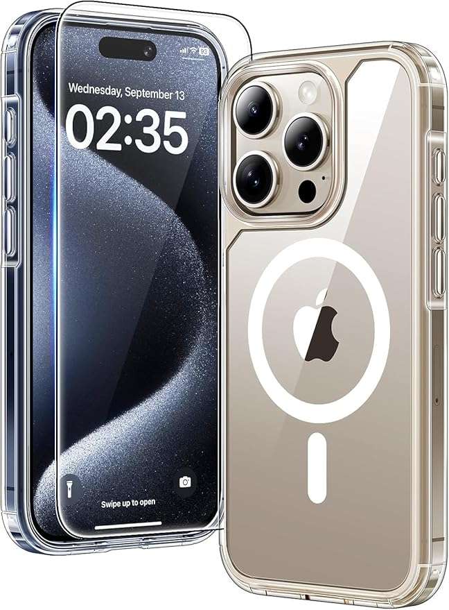 Rückseitenschutzhülle Für Iphone 15 Pro Mit Magsafe-schutzglas, Transparent