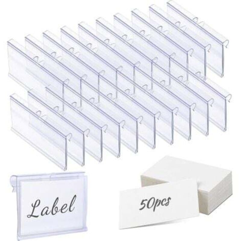 [niemals Verwendet] Packung Mit 60 Transparenten Etikettenhaltern Aus Kunststoff, Preisschildhalter Mit Doppelhaken, Warenpräsentationsständer (4,2 X 6 Cm)