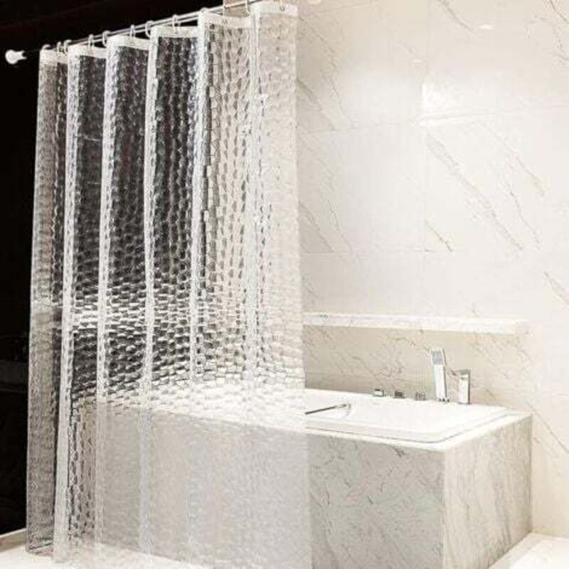 [niemals Verwendet] Anti-schimmel-duschvorhang 180 X 200 Cm, Halbtransparent, 0,18 Mm Dickes, Wasserdichtes Eva-material, Waschbar, 3d-duschvorhang Mit 12 Ringen, Pvc-frei