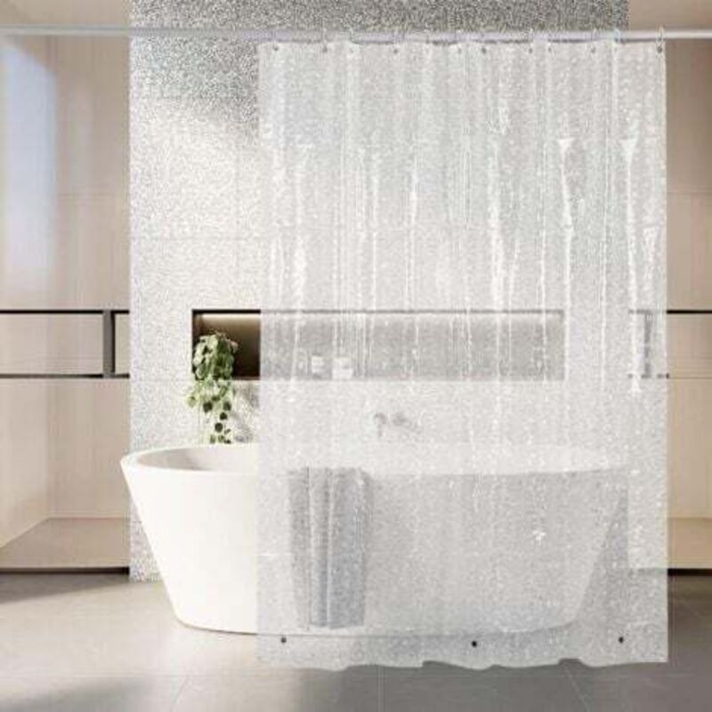 [niemals Verwendet] Duschvorhang 180 X 180 Cm, Schimmelresistent, Schnelltrocknend, 3d-halbtransparentes Eva-material, Waschfrei, Transparenter Vorhang, Durchscheinendes Kieselsteinmuster