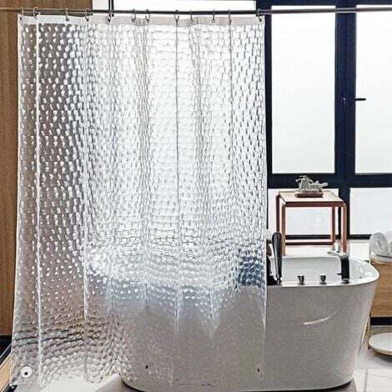 [niemals Verwendet] Anti-schimmel-duschvorhang 180 X 200 Cm, 3d-halbtransparenter Eva-duschvorhang, Waschbar Mit 12 Haken, Wasserdicht, Antibakteriell, Schnelltrocknend