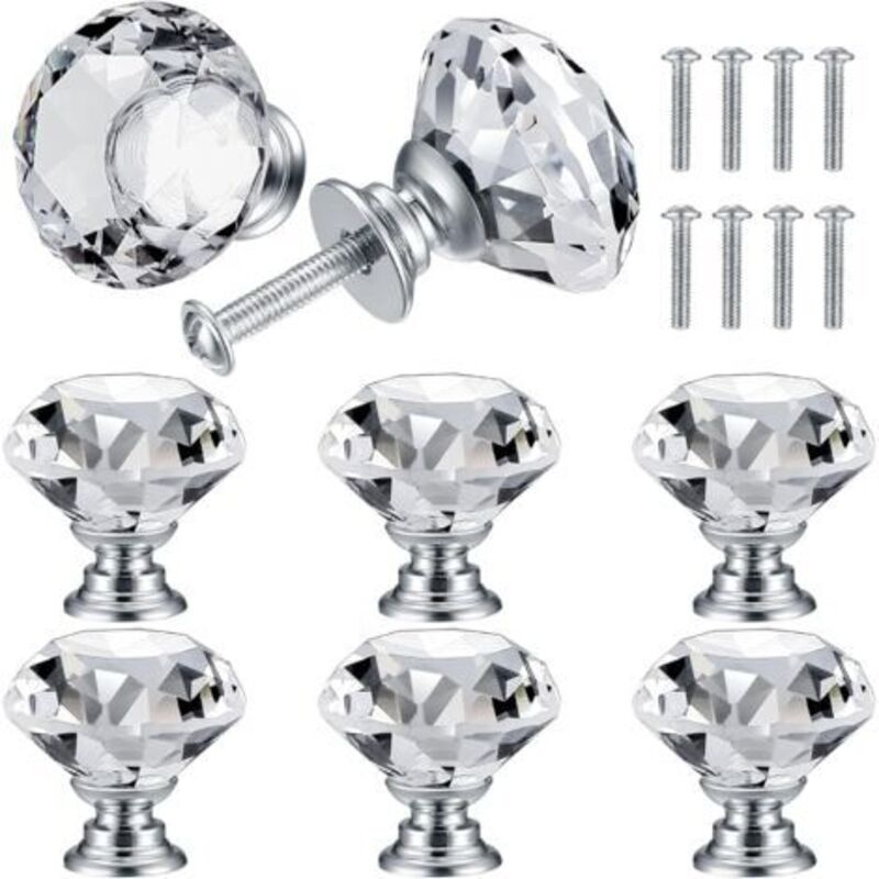 [niemals Verwendet] Stück 30 Mm Kristall-türknöpfe, Diamantgriffe, Diamant-möbelgriffe, Griffknöpfe Zur Dekoration Für Schränke, Schubladen, Küchenknöpfe