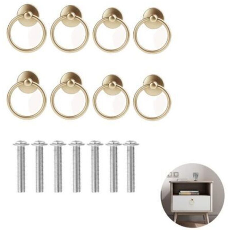 Retro-schubladengriffe Aus Gealtertem Messing, 8er-set Elegante Ringe Für Schränke, Schminktische Und Antike Möbel - Ulisem