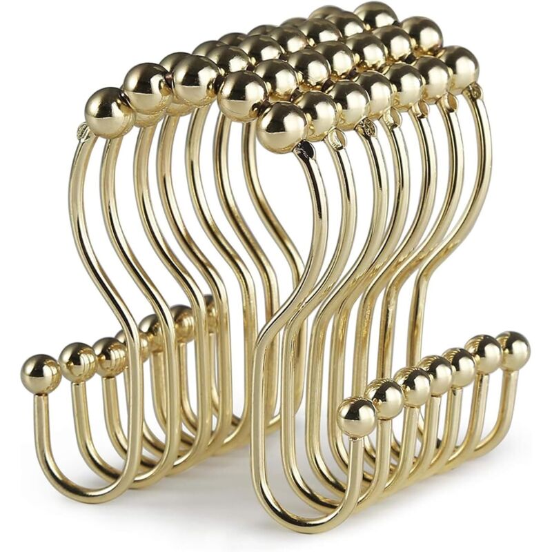 Goldene Edelstahl-duschhaken, 12er-set, Rostbeständig, Leichtgängig, Doppelhakensystem – Ulisem