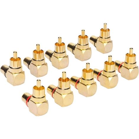 Packung Mit 10 Rechtwinkligen Cinch-adaptern (stecker Auf Buchse). Vergoldet. Kupfer. 90°-l-form.