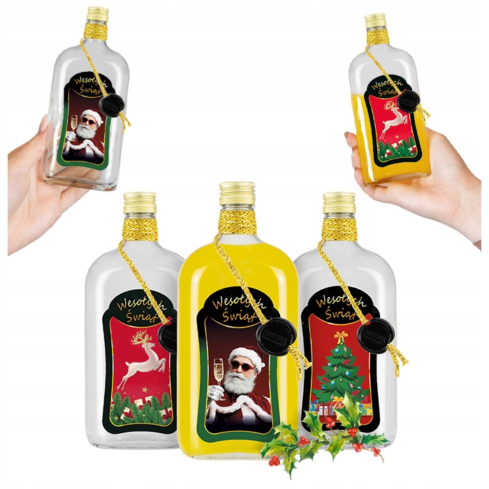 10x Klassische 500ml Premium-glasflaschen, Dekoriert Für Weihnachtsliköre