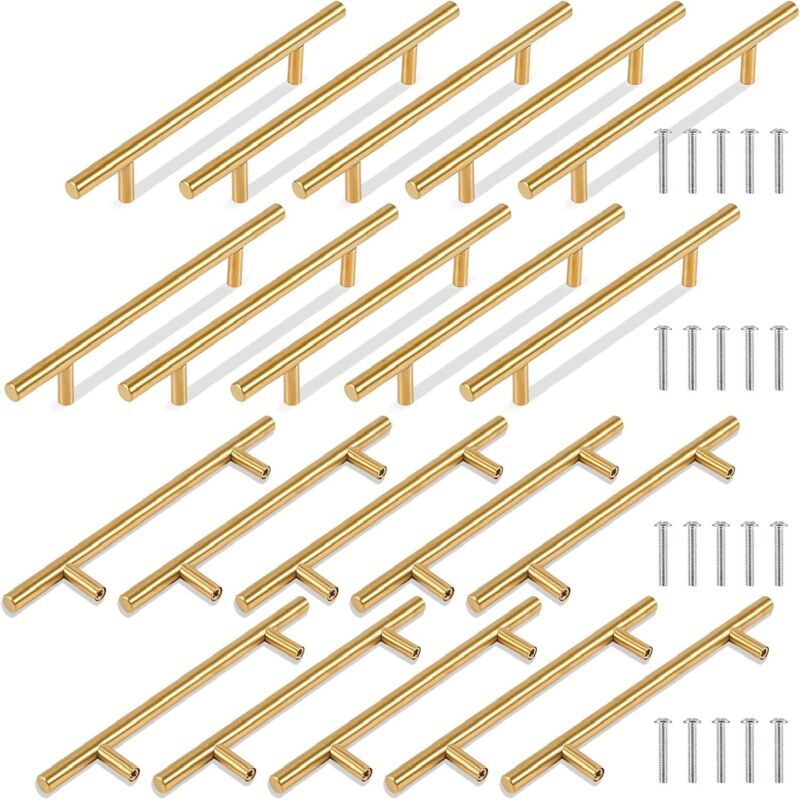 [niemals Verwendet] 20 Goldene Möbelgriffe, 128 Mm Küchenschrankgriffe, Messinggriffe, Messingschubladengriffe, Küchengriffe Aus Edelstahl