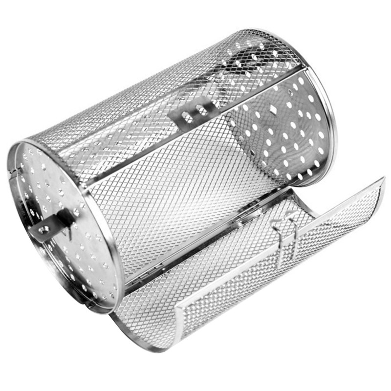 360° Drehbarer Airfryer-backofenkorb, Edelstahl Mit Abnehmbarer Tür, Für Hähnchenflügel, Gemüse, Bohnen Und Kaffee (edelstahl)