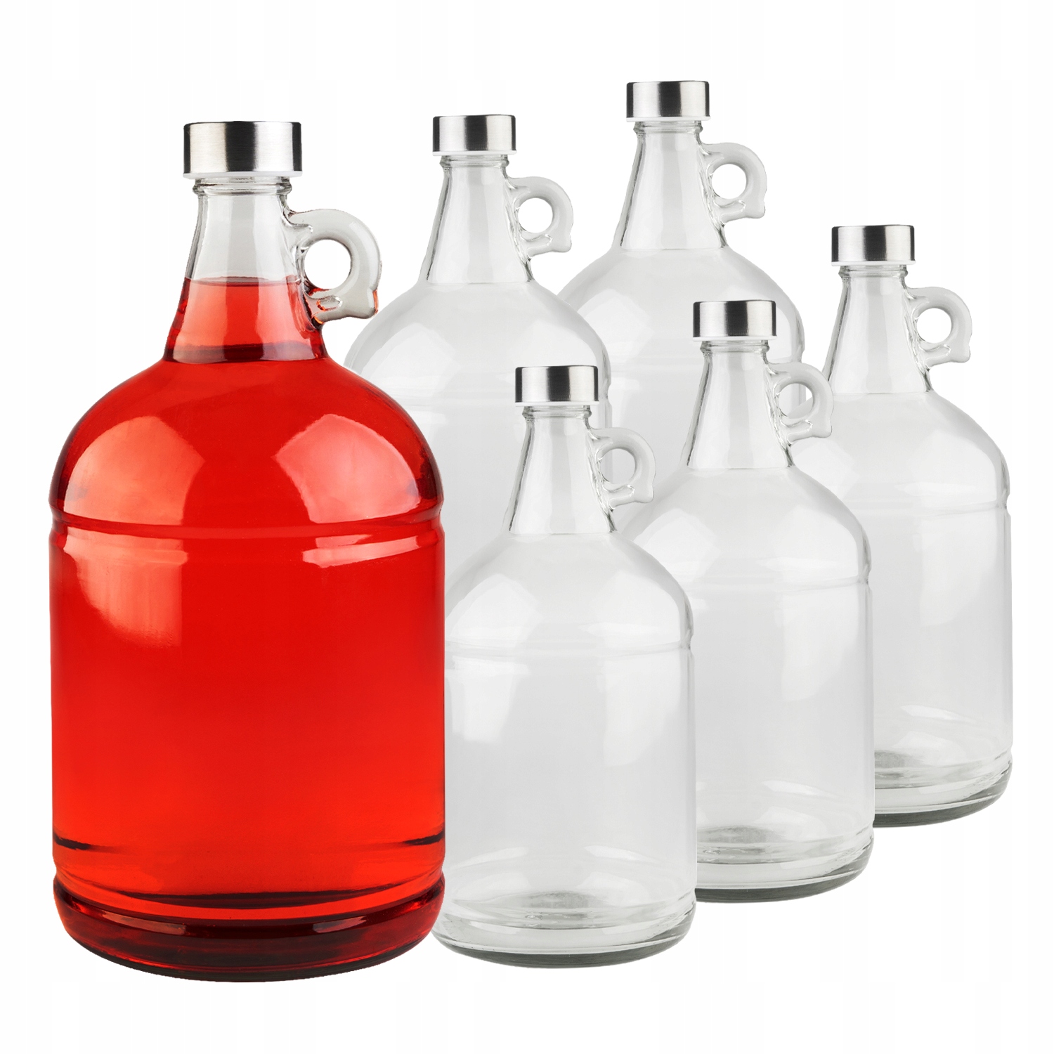 Set – 6x Dama 3 L Mit Griff Und Silberner Kappe
