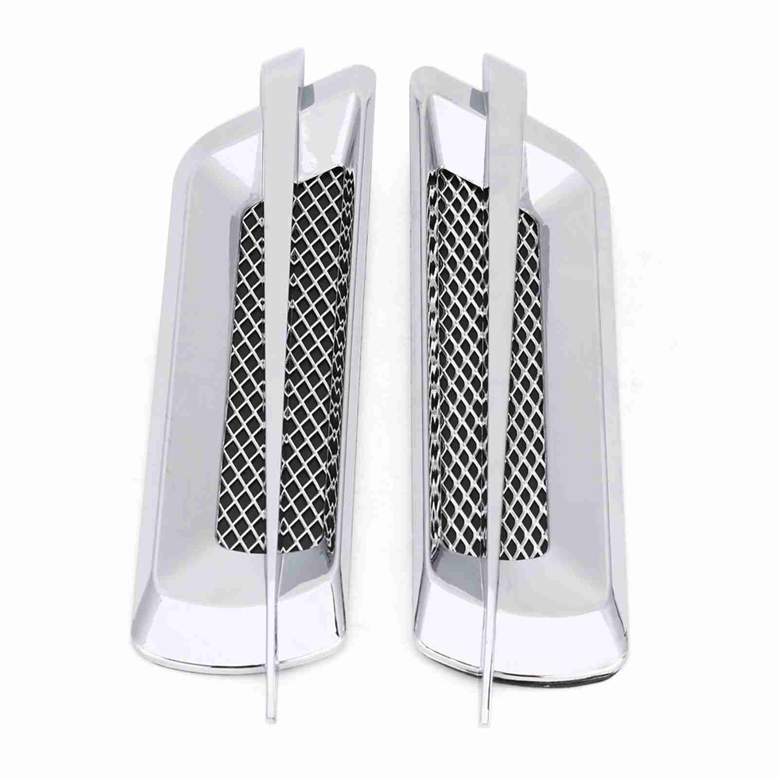 Selbstklebendes Lüftungsgitter Für Fahrzeuge – Dekorativ Chromsilber/kohlefaser – 22 X 5 Cm – 2 Stück