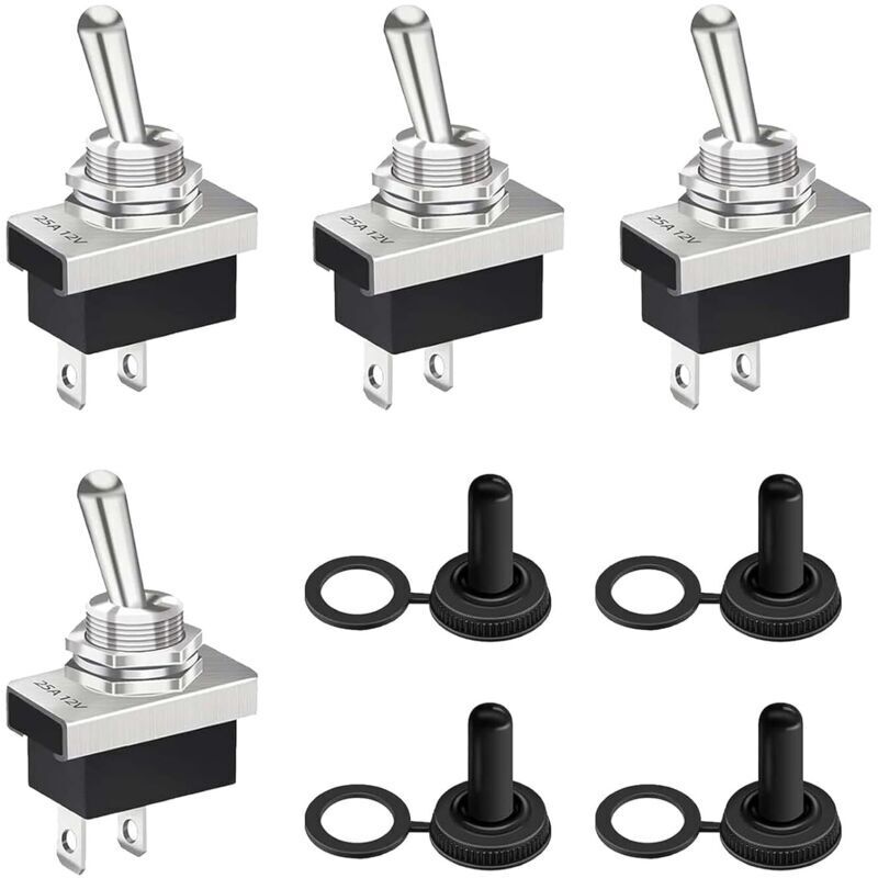 12v Spst 25a Wasserdichter Wippschalter – 4er-pack Mit Wasserdichter Kappe Für Kfz- Und Outdoor-geräte