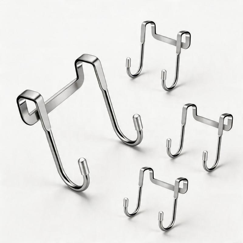 Doppelter Handtuchhalter Mit S-haken Zur Türaufhängung, 4-teilig (silber)