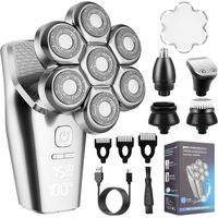 Elektrischer Herrenrasierer, 7 Scherköpfe, Barttrimmer, Haartrimmer, Gesichtsreiniger, Massagegerät, Nasenhaartrimmer, Ipx7, Vollständig Abwaschbar, Usb-aufladbar, Digitales Lcd-display