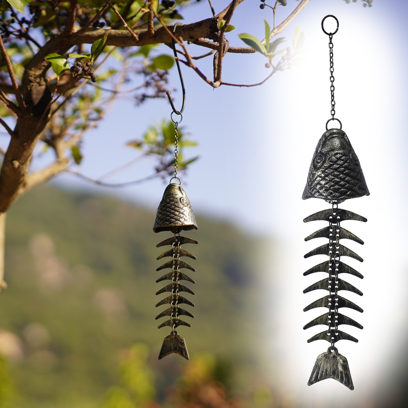 Japanisches Windspiel Aus Eisen Mit Fischgrätenmuster, Retro-dekoration Für Hof Oder Garten (silber)