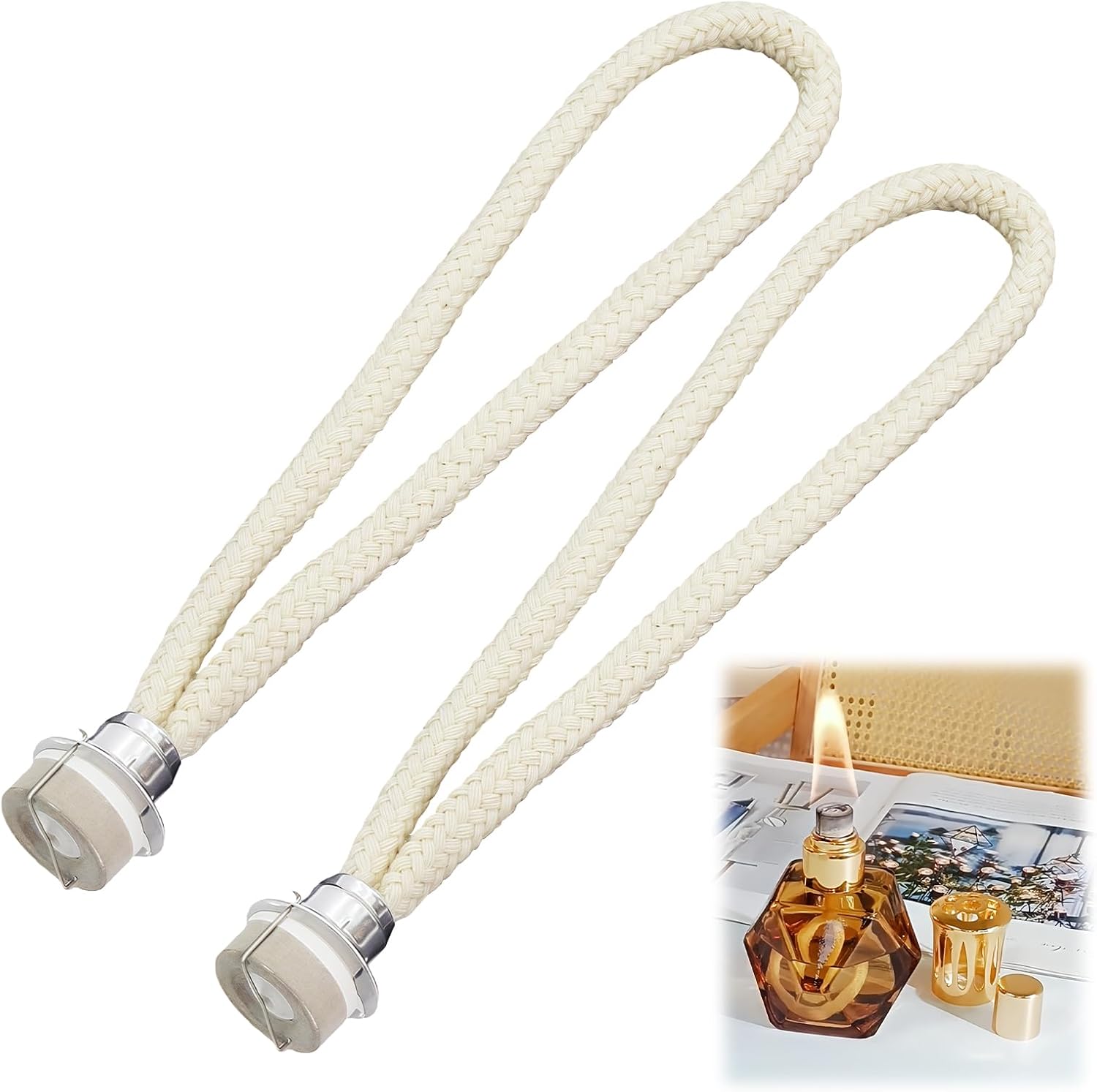 2x Docht Für Duftlampen Mit Katalytischem Brenner, Aromatherapie-ersatzdocht, Heimdekoration, Kompatibel Mit Allen Lampen, 18 Mm Durchmesser (silber)