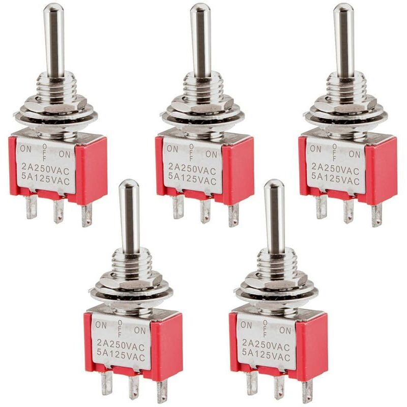 Miniatur-ein-aus-ein-spdt-3-pin-wippschalter, 2 A/250 V, 5 A/120 V, 5er-pack -ulisem