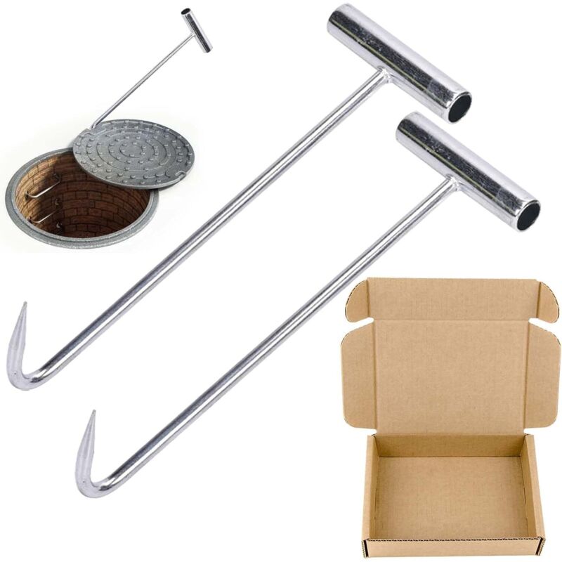 Schachthaken – 2er-pack, Edelstahl, 30 Cm, Robust, Silberfarben