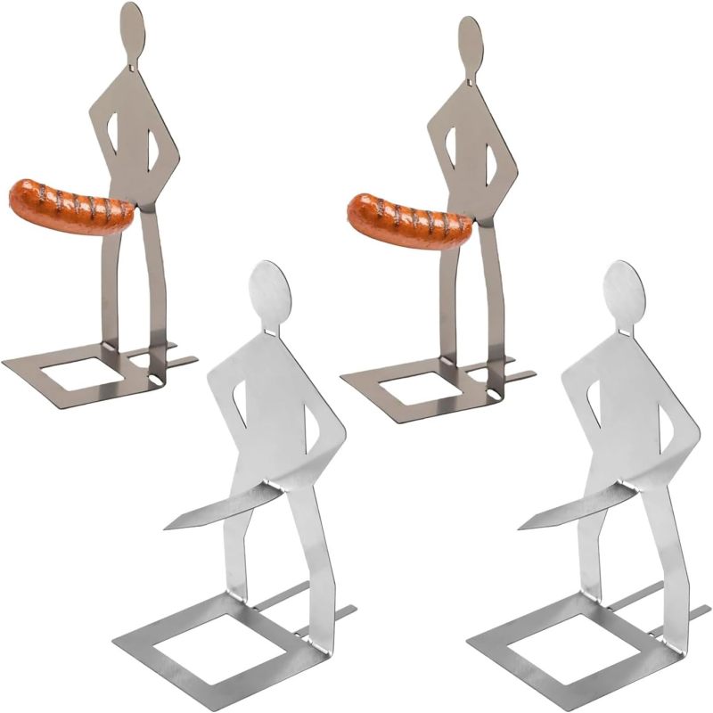 Witziger Hot-dog-halter Aus Edelstahl, Wiederverwendbarer, Menschenförmiger Wursthalter, Einzigartiger Tragbarer Grillständer, Ideal Für Camping, Picknicks Und Grillen Im Freien.