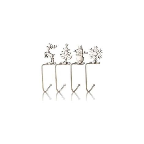 Set Mit 4 Weihnachtsstrumpfhaltern, Herdhaken, Weihnachtsdekorationen (stil C-4 Stück Silber)